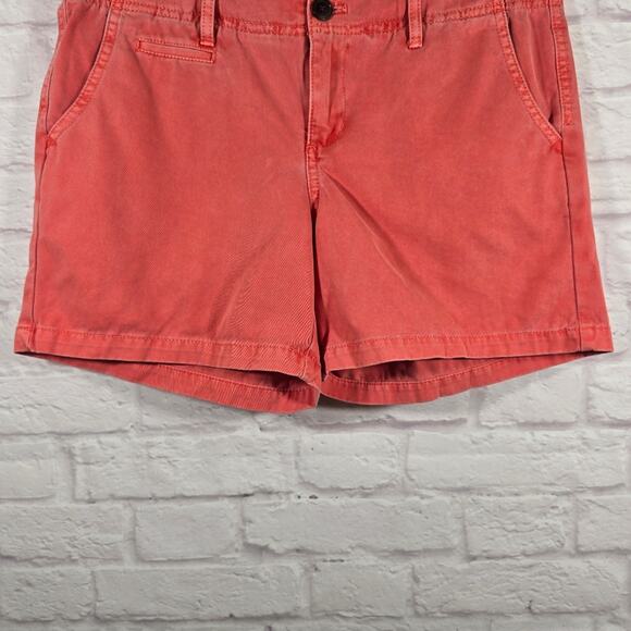 M MERONA Pink Coral Washed Chino Shorts Size 6 100% Cotton Flat Front Preppy - Picture 3 of 8